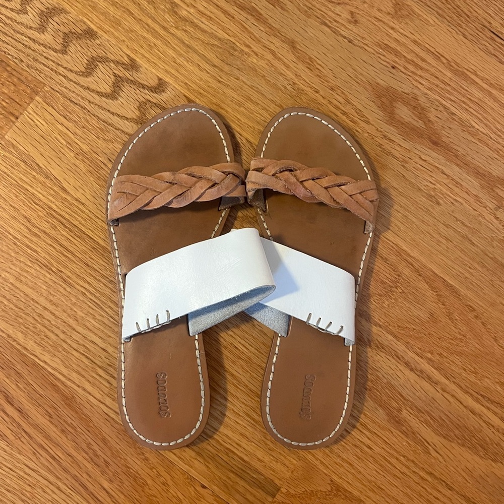 Soludos Braided Tan and White Sandals